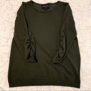 Olive green ruched sleeve sweater Size Small